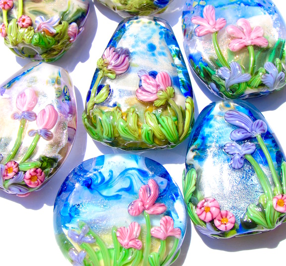 Painted Floral Beads